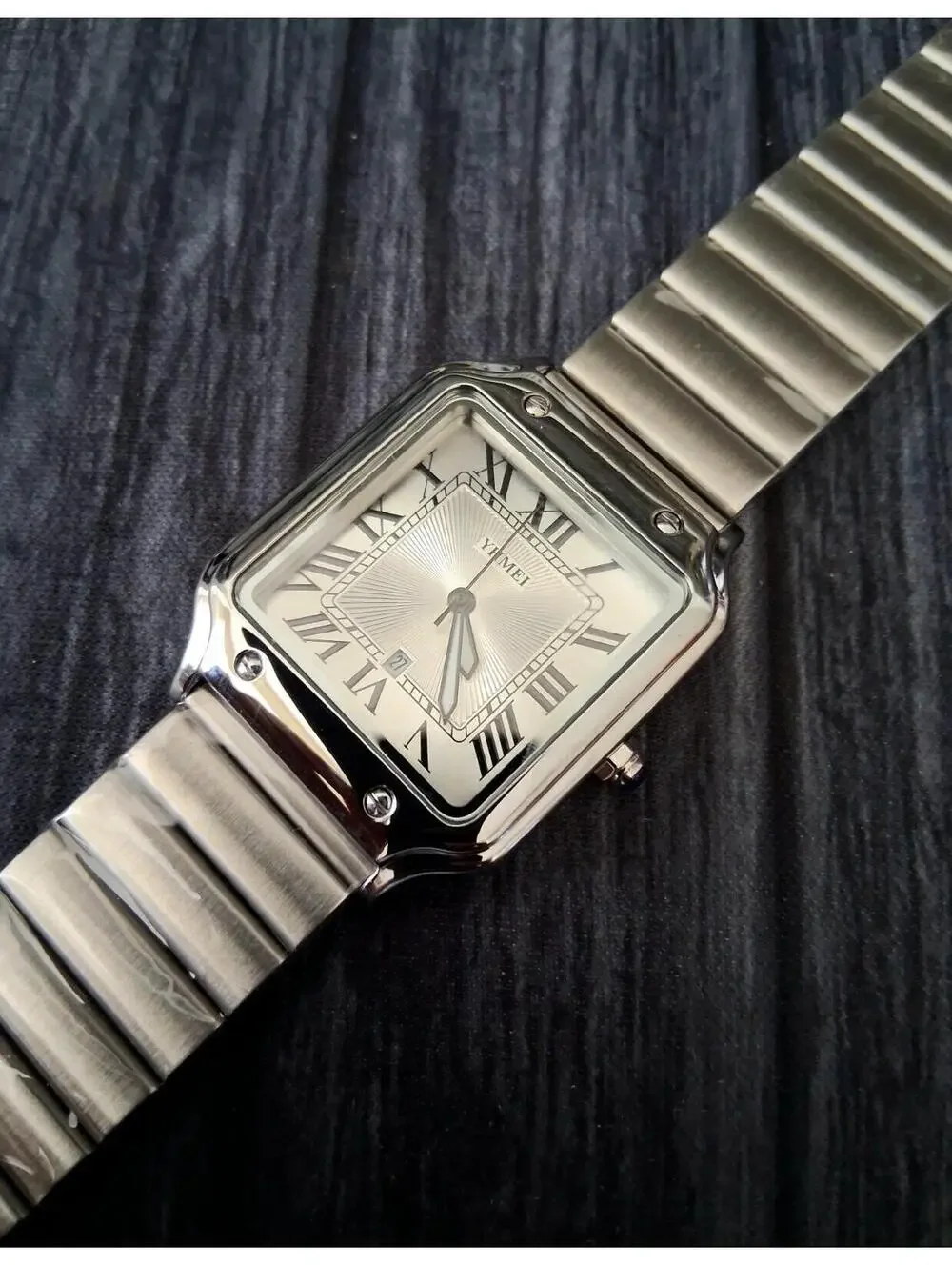 Vintage Inspired Square Milano‎ Mens Silver Roman Dial Watch